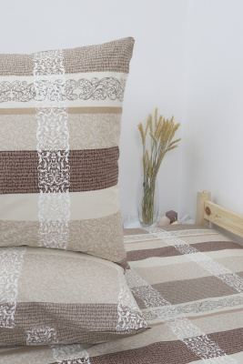 Наволочка бязь 142г/м2 Орнамент коричневый/бежевый