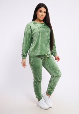 Костюм велюровый 635П оливковый